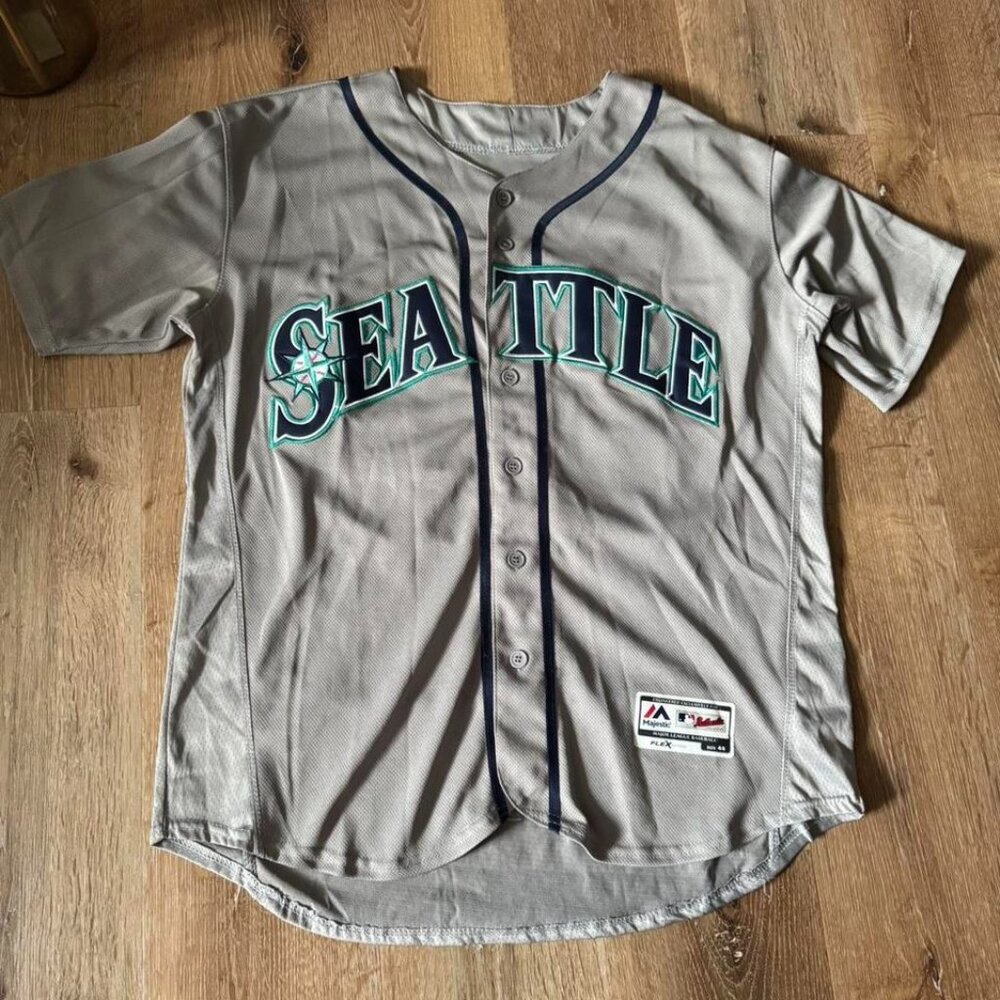 Ken Griffey Jr Seattle Mariners Jersey Majestic Sewn Patches‎ 2016 HOF Size 44
